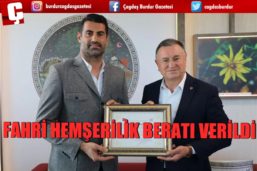 VOLKAN DEMİREL’E, HATAY FAHRİ HEMŞERİLİK BERATI VERİLDİ