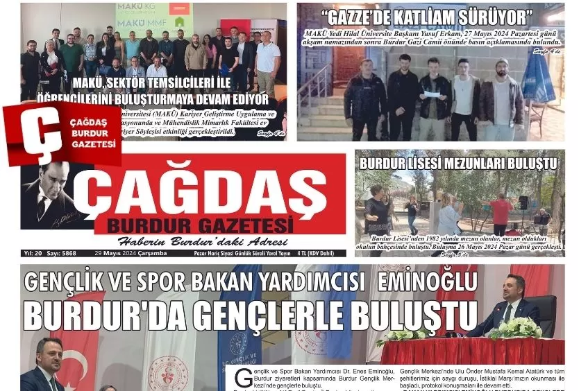 GAZETEMİZ 29 MAYIS 2024 SALI TARİHLİ SAYISI