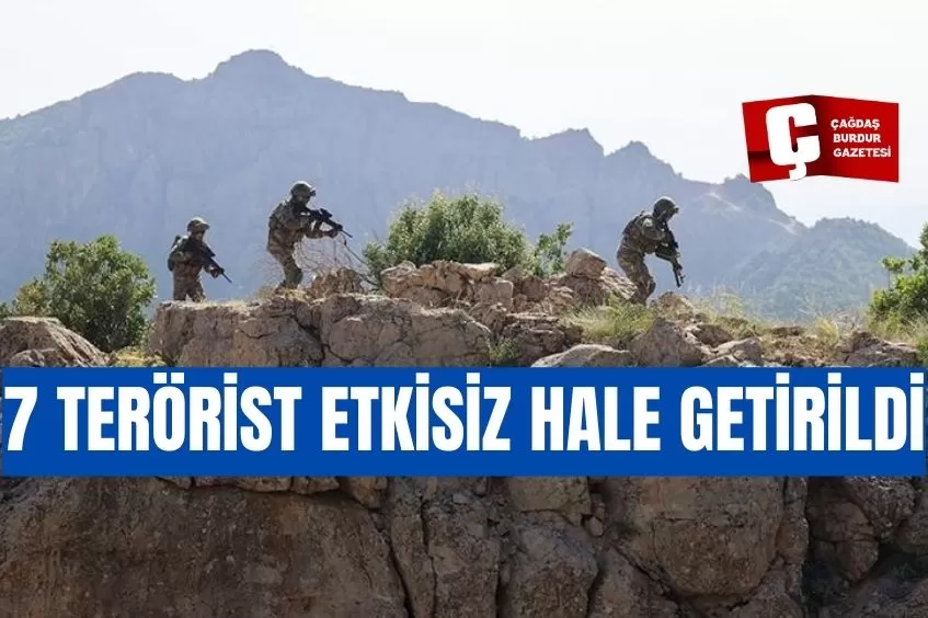 IRAK VE SURİYE'NİN KUZEYİNDE 7 TERÖRİST ETKİSİZ HALE GETİRİLDİ