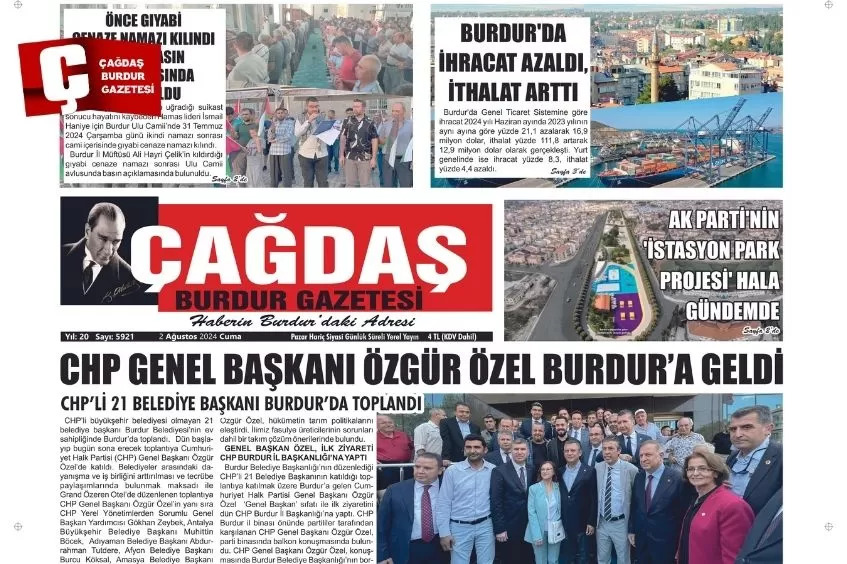 GAZETEMİZ 2 AĞUSTOS 2024 TARİHLİ SAYISI 