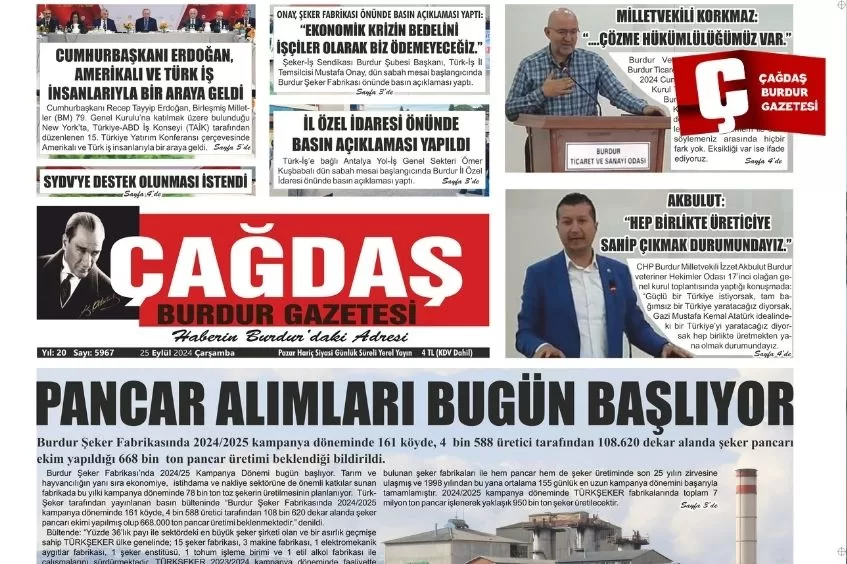 GAZETEMİZ 25 EYLÜL 2024 TARİHLİ SAYISI