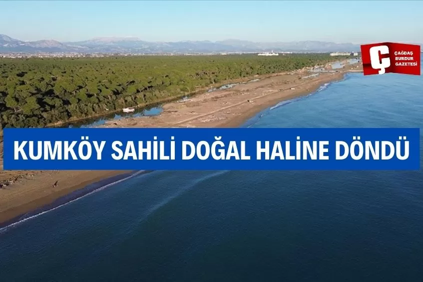 ANTALYA'DA ÇARDAKLARDAN TEMİZLENEN KUMKÖY SAHİLİ ESKİ HALİNE DÖNDÜ