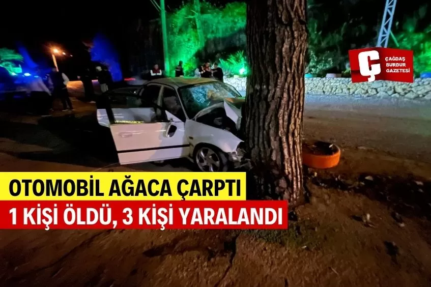 ALANYA'DA AĞACA ÇARPAN OTOMOBİLDEKİ 1 KİŞİ ÖLDÜ, 3 KİŞİ YARALANDI