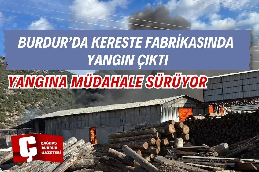 BURDUR'DA FABRİKADA ÇIKAN YANGINA MÜDAHALE EDİLİYOR